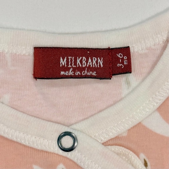 Milkbarn Pink Fox Snap Pajamas Girls 3-6M Boys Footie Sleeper Romper Organic - Picture 3 of 6